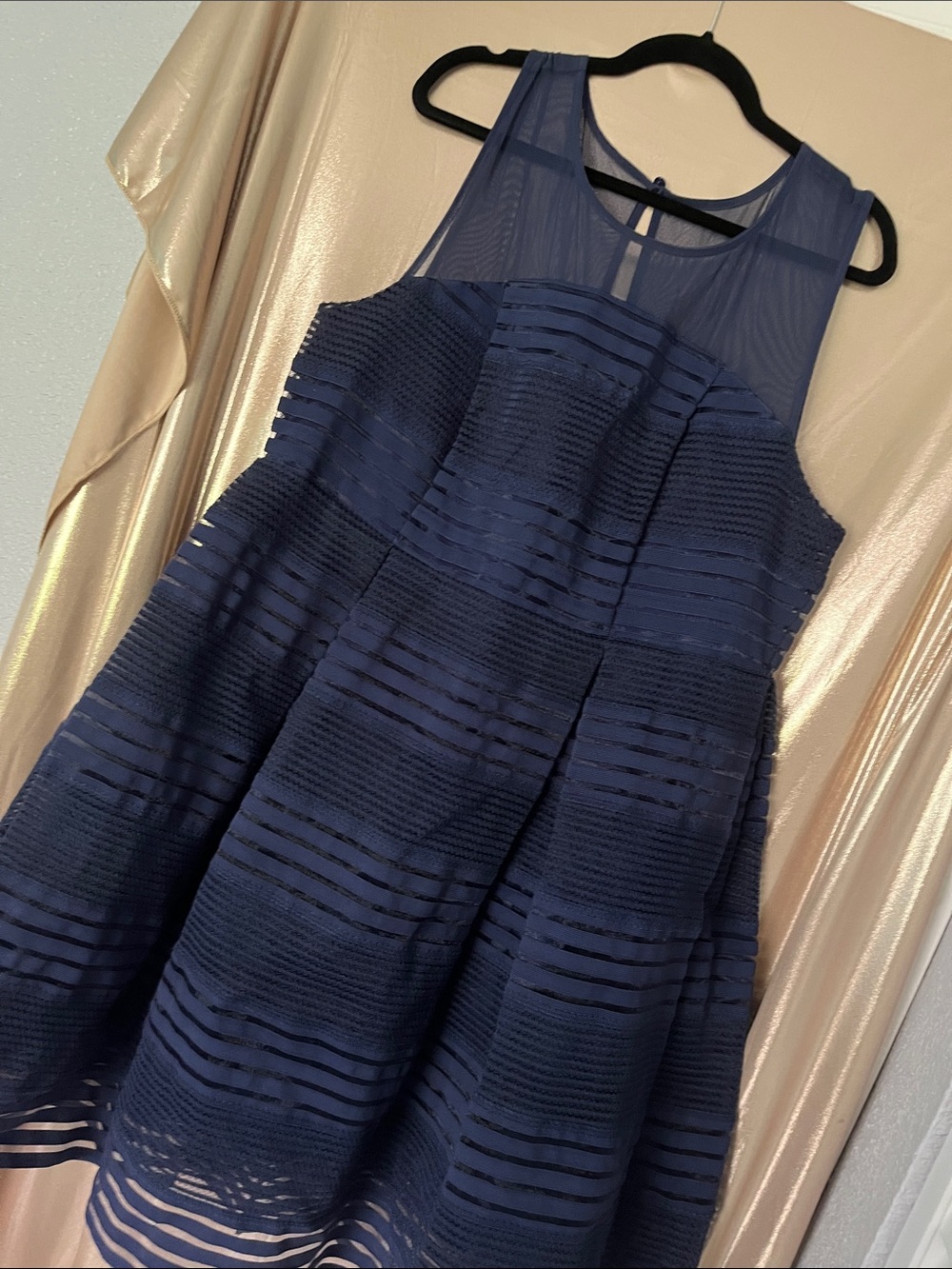 Torrid Women’s Navy Blue Mesh Fit-and-Flare Dress